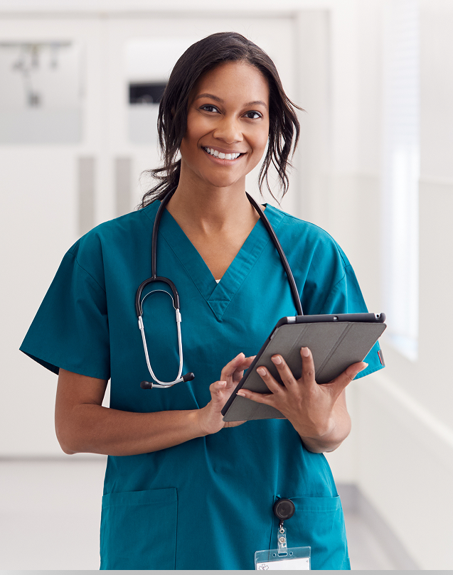 Healthcare professional with tablet